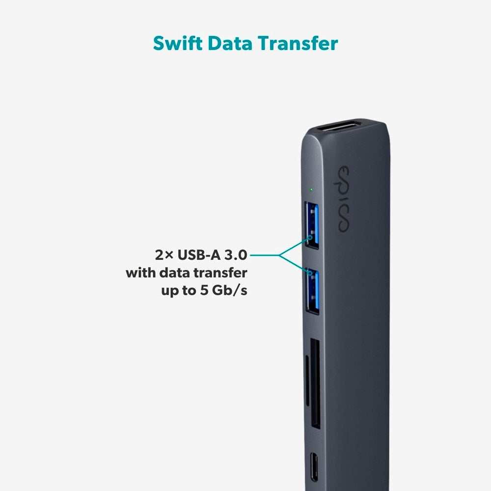 6-i-1 Aluminium Hub 8K - Epico - Midnight