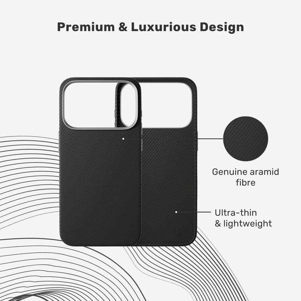 iPhone 17 Pro Epico UNUM FlexAramid Mag+ Bagside Cover - MagSafe Kompatibel - Sort