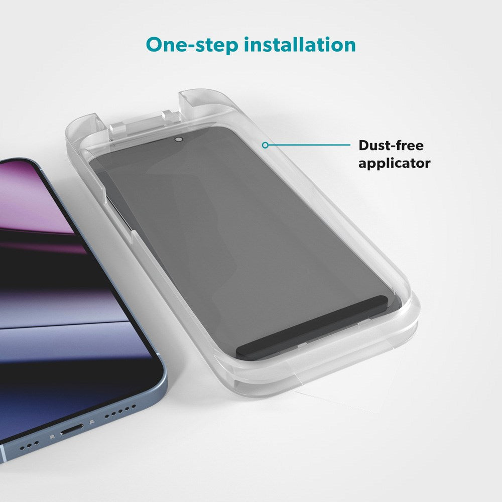 Epico - iPhone 16 / 15 / 14 Pro - Privacy Glass 3D Skærmbeskyttelsesglas m. Installationsramme - Gennemsigtig