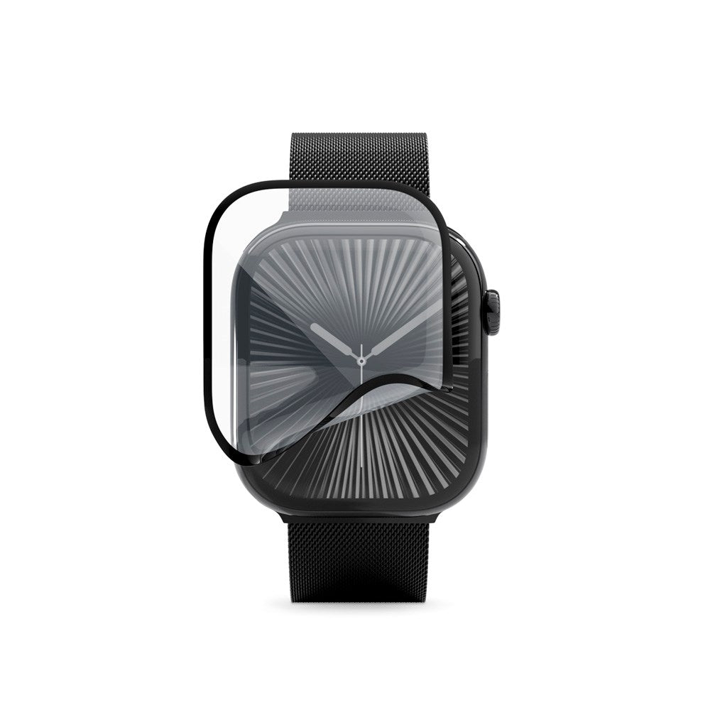 Epico - Apple Watch 11 / 10 (42mm) 3D+ Flexiglass m. Installationsramme - Gennemsigtig / Sort Kant