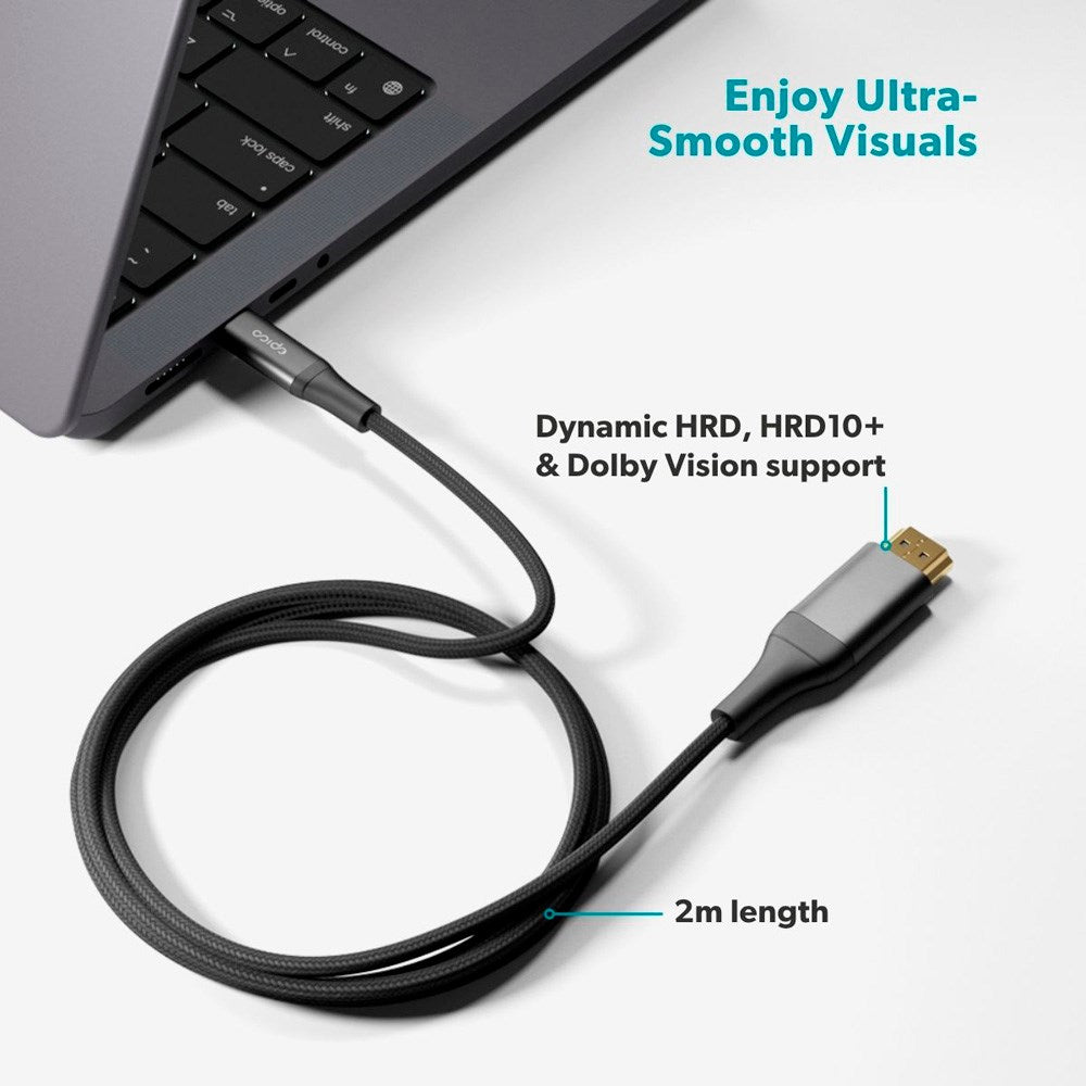 Epico UltraLink 2m HDMI til USB-C Kabel - 8K / 60Hz - Space Grey