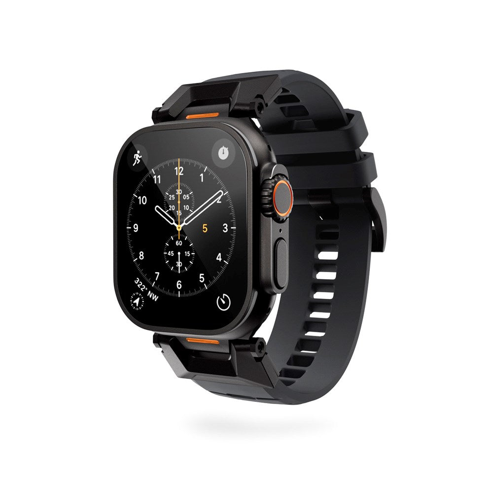 Apple Watch (42/44/SE/45/46/49) Epico Rubber Pro Urrem m. Metalspænde - Sort