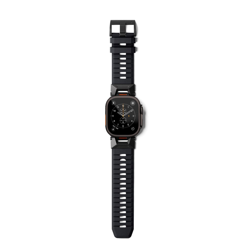 Apple Watch (42/44/SE/45/46/49) Epico Rubber Pro Urrem m. Metalspænde - Sort