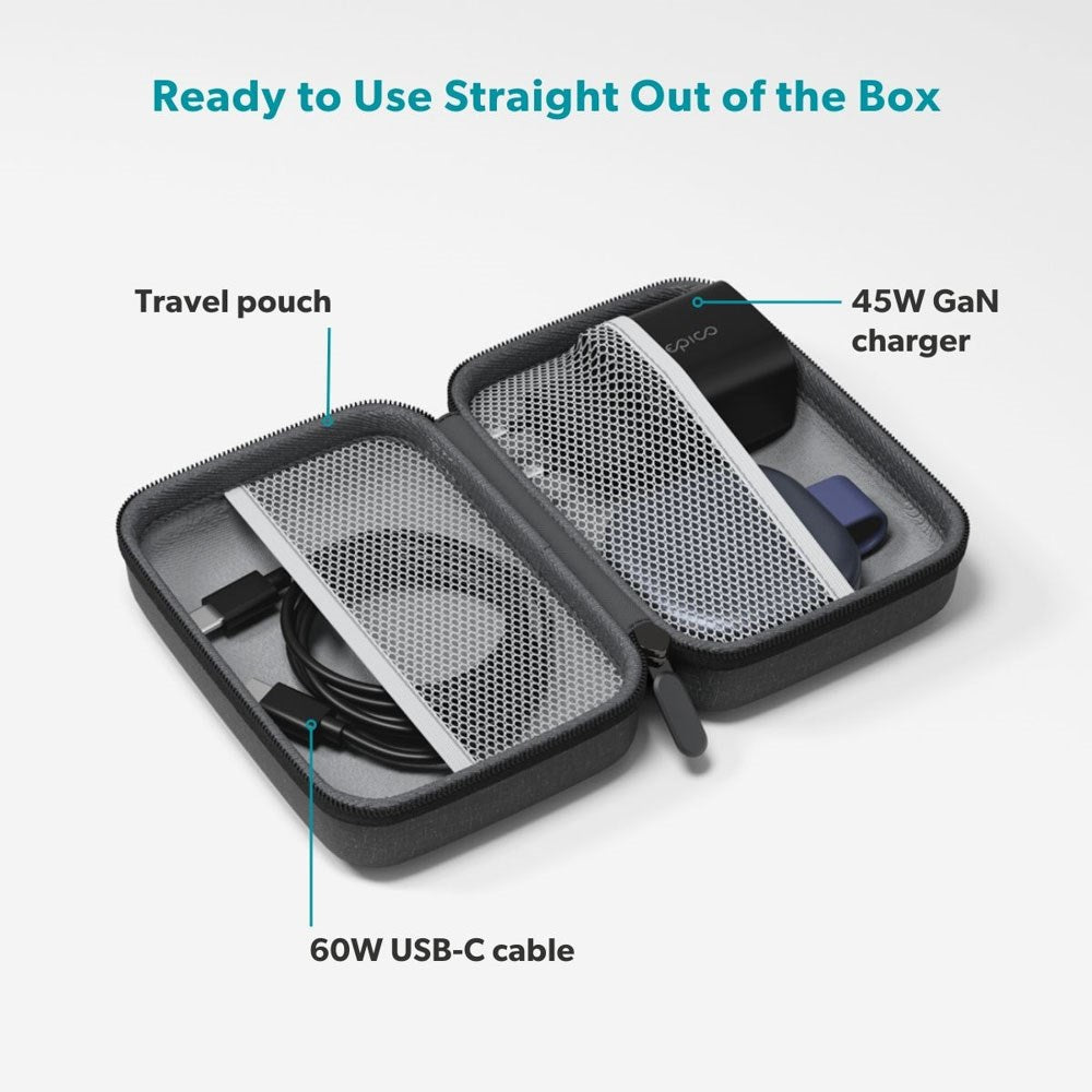 Epico UltraBase Trådløs Oplader - Foldbar - 25W - Smartphone / Apple Watch - MagSafe / Qi2 Kompatibel - Mørkeblå