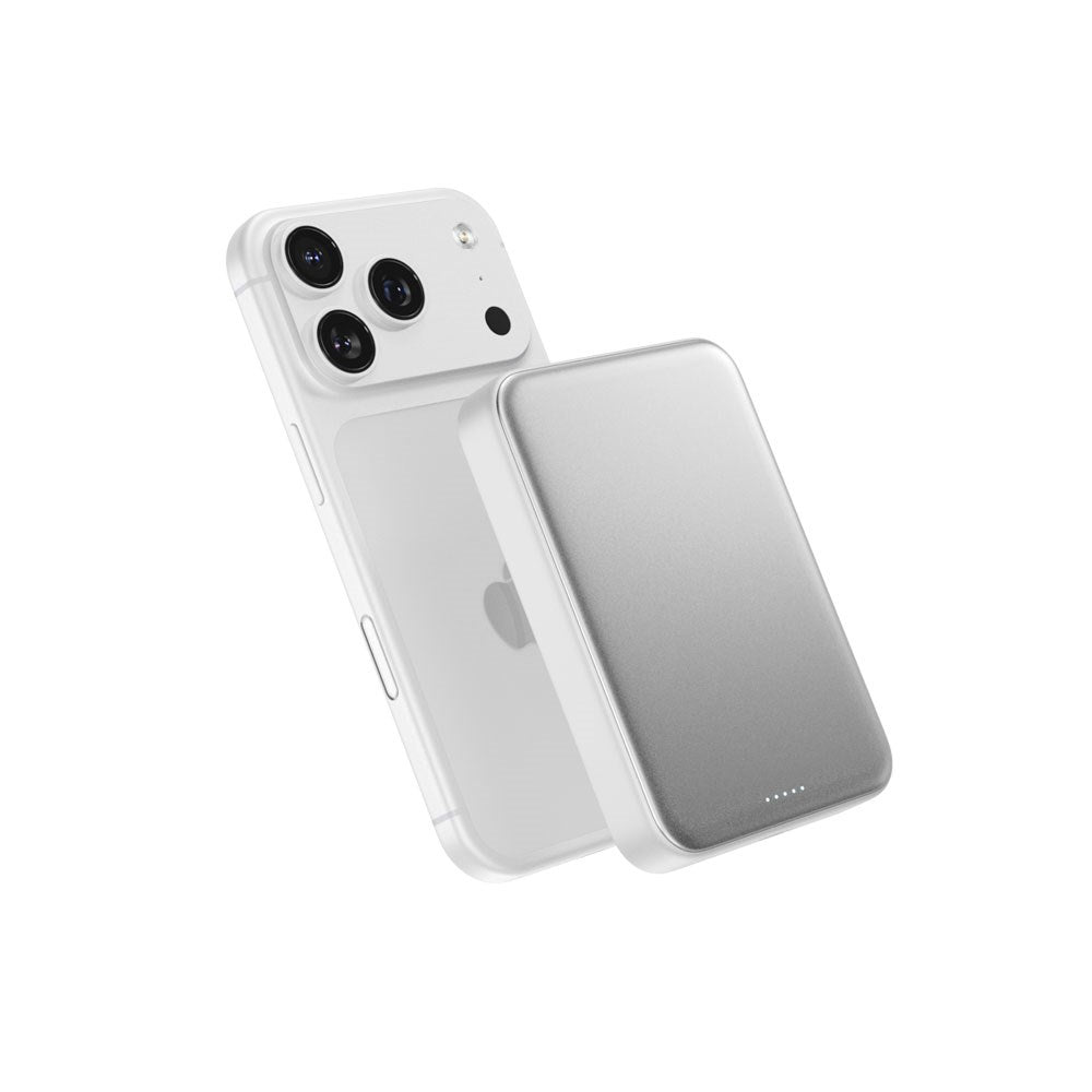 Epico UltraPack EM75 Trådløs PowerBank - 25W & 10.000 mAh - Qi2 / MagSafe Kompatibel - Sølv