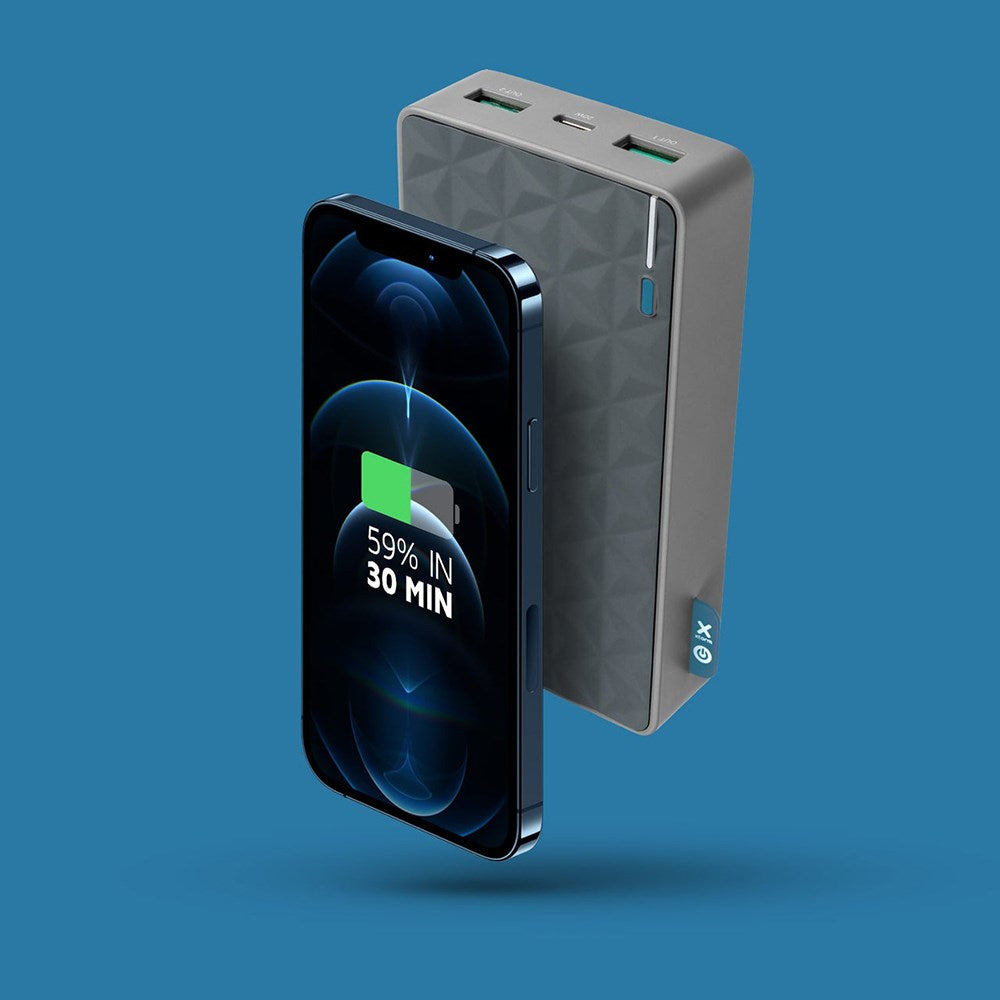 Xtorm Fuel Series 20W PowerBank 20 000 mAh w. 1 x USB-C PD & 2 x USB-A QC - Grå