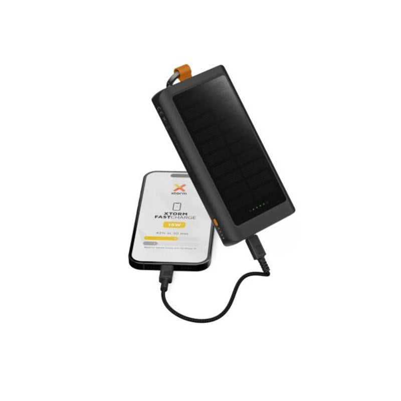 Xtorm Solcelle PowerBank - 1x USB-A & 1x USB-C - 10.000 mAh / 15W - Sort