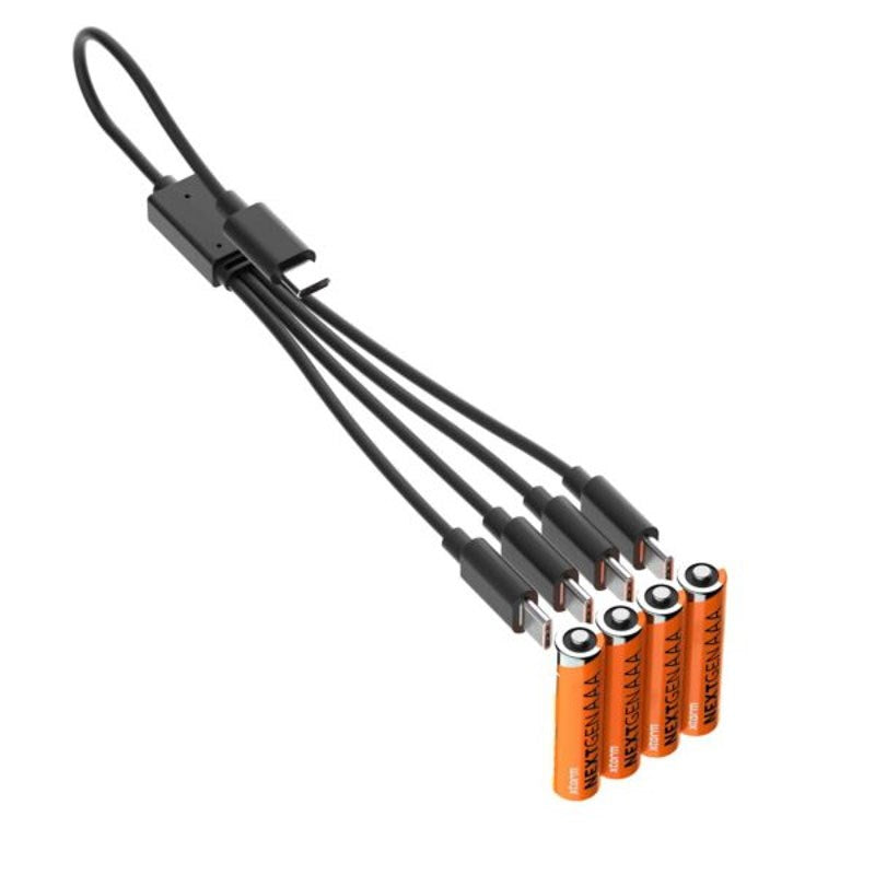 Xtorm NextGen Genopladelige AAA-Batterier - 4 stk / USB-C Kabel - Orange