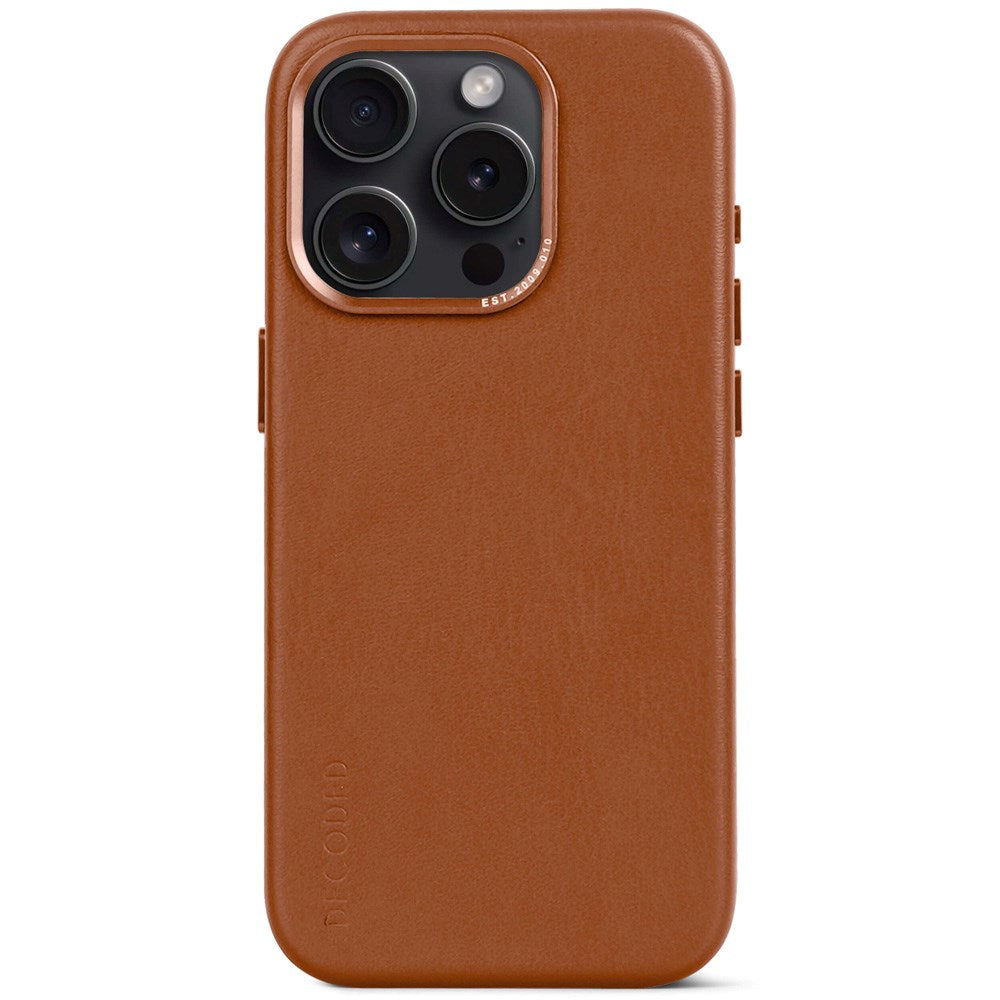 Dekodet iPhone 15 Pro Leather Bakdeksel - MagSafe-kompatibel - Tan