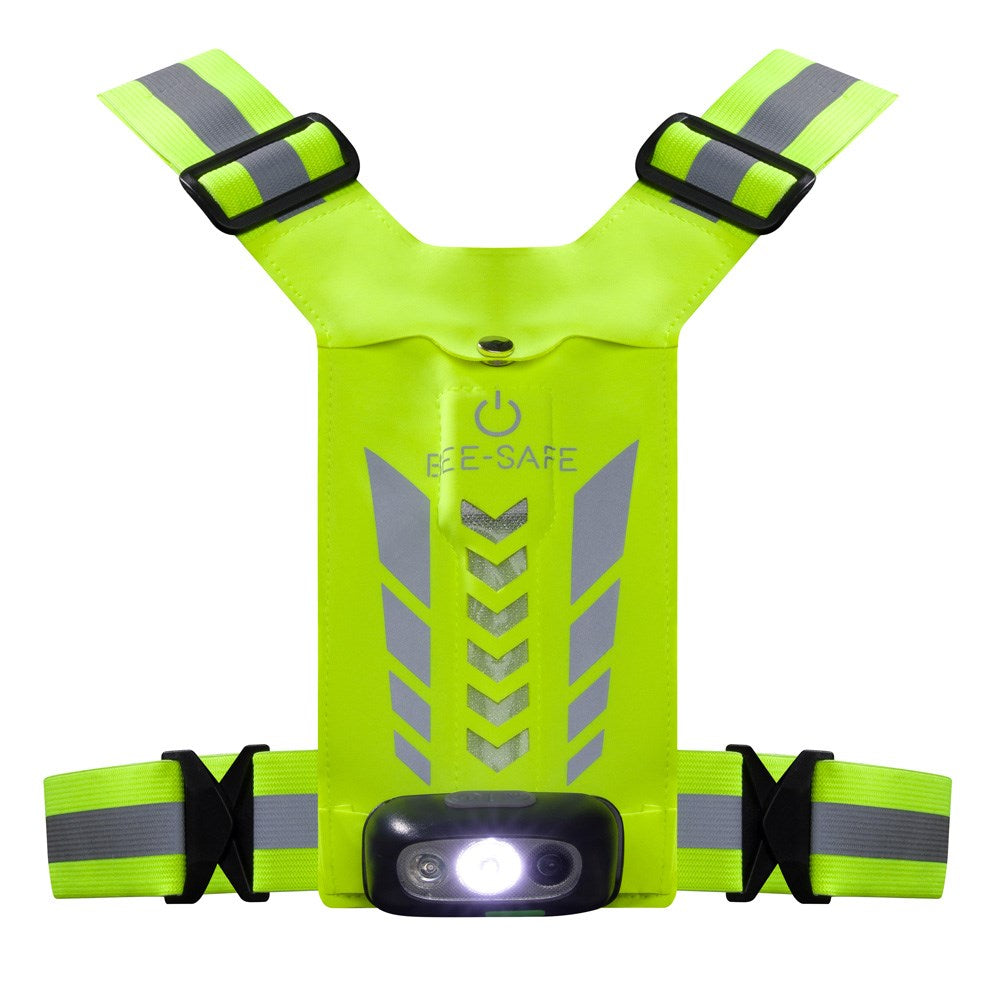 Bee-Safe - Løbevest - LED & Mobillomme - Gul