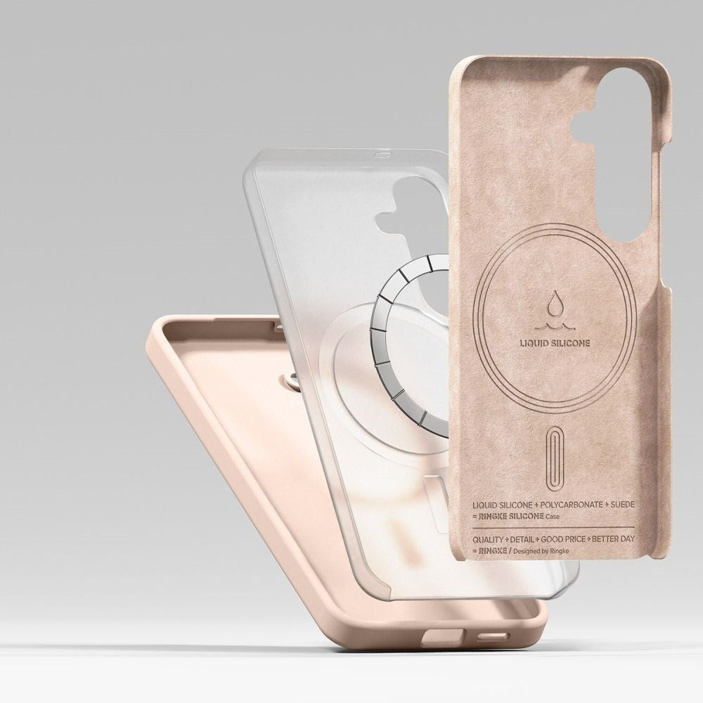 Ringke Samsung Galaxy S25 Magnetisk silikonetui med MagSafe - Rosa