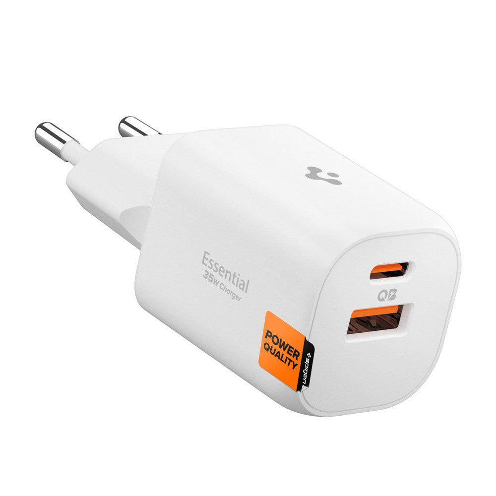 Spigen 35W Vægoplader - 1 x USB-C & 1 x USB-A - Hvid