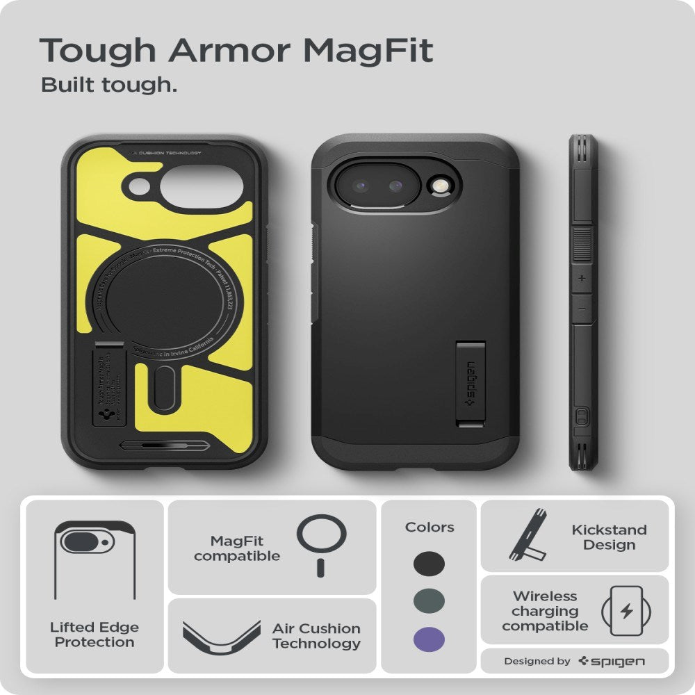 Google Pixel 10a Spigen Tough Armor Hybrid Bagside Cover - MagSafe Kompatibel - Sort