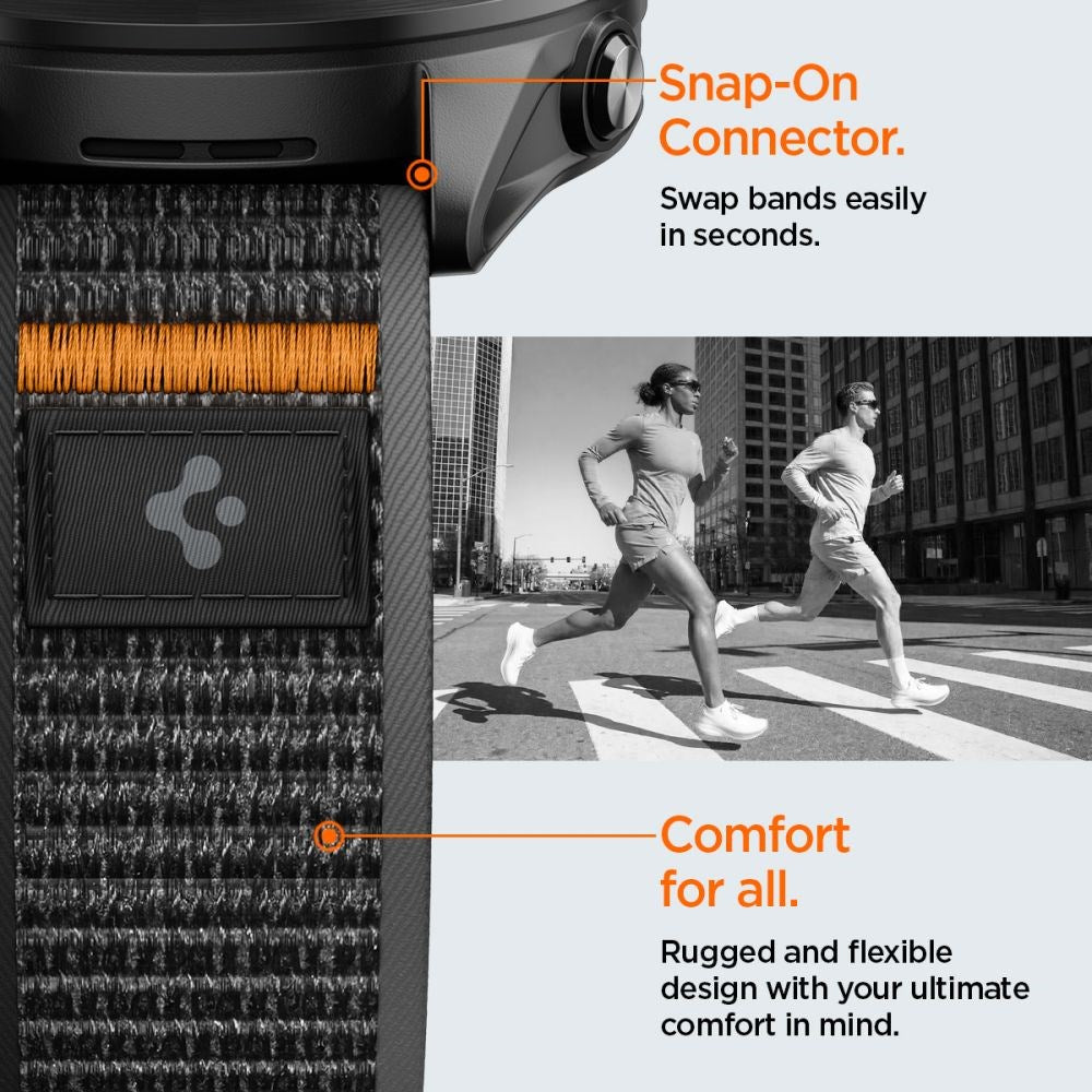 Spigen Athlex Air Universal Nylon Urrem (22mm) - Sort / Orange