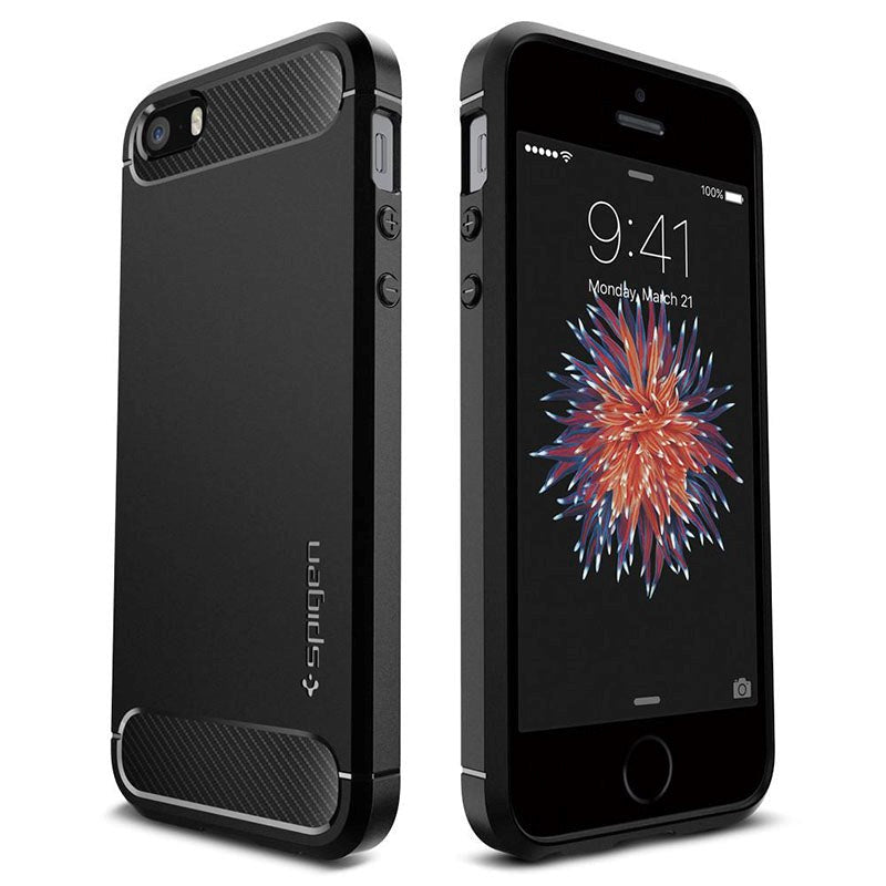 SPIGEN iPhone 5/5S/SE Rugged Armor Deksel - Svart