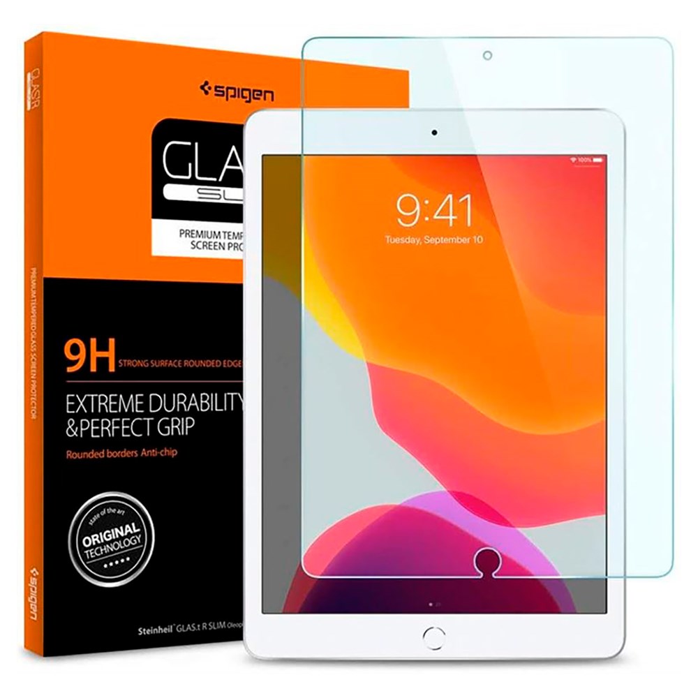 iPad 10,2" (2021 / 2020 / 2019) Spigen Glass.Tr Slim skjermbeskytter - Herdet glass - Gjennomsiktig