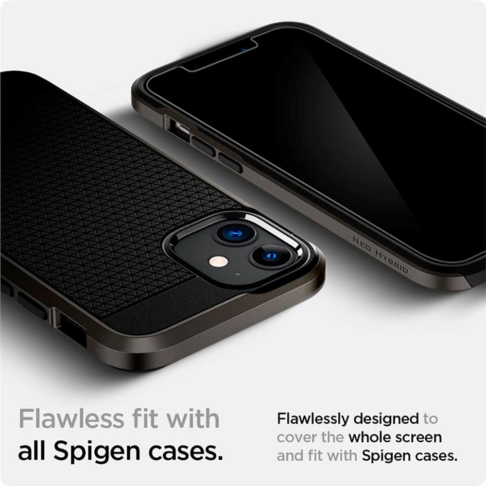 iPhone 12 Mini Spigen EZ Fit Glas.tR Skjermbeskytter 2. Del - Veskevennlig - Gjennomsiktig