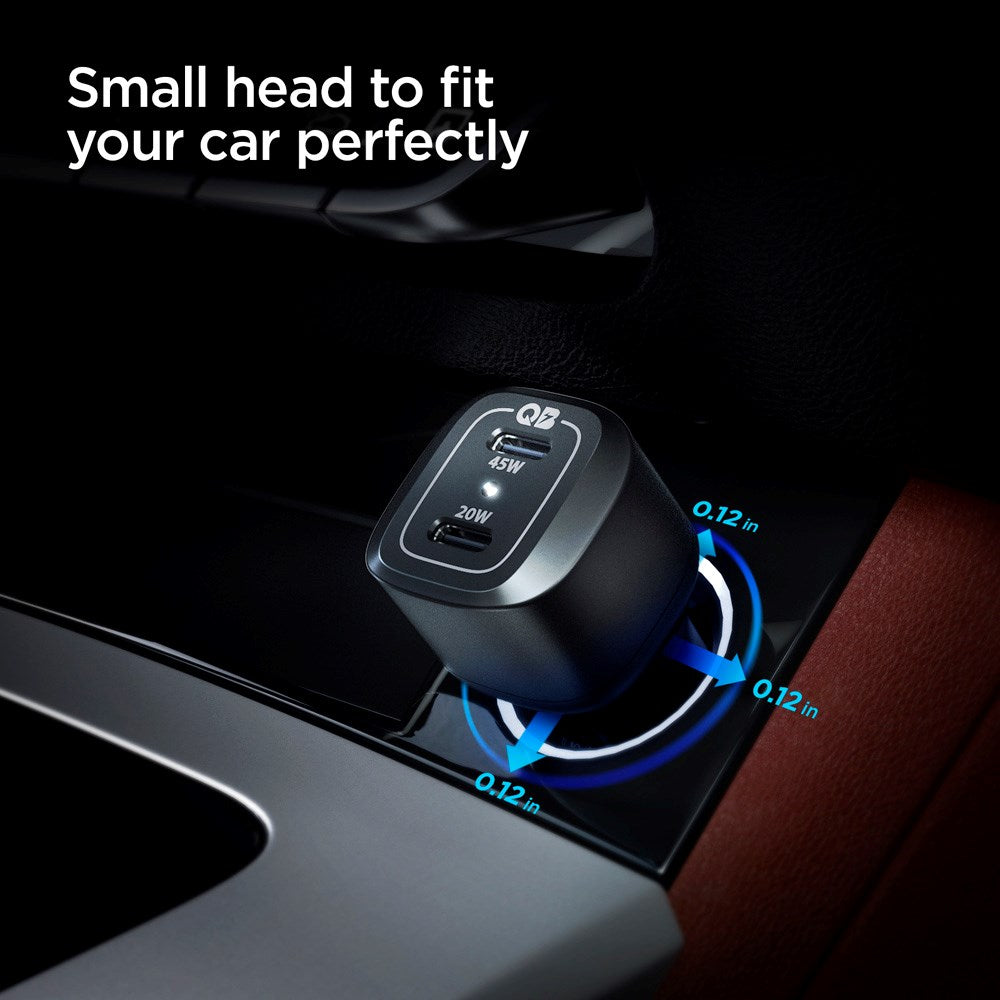 Spigen PowerArc ArcStation Billader PD 65W med 2 x USB-C - Sort