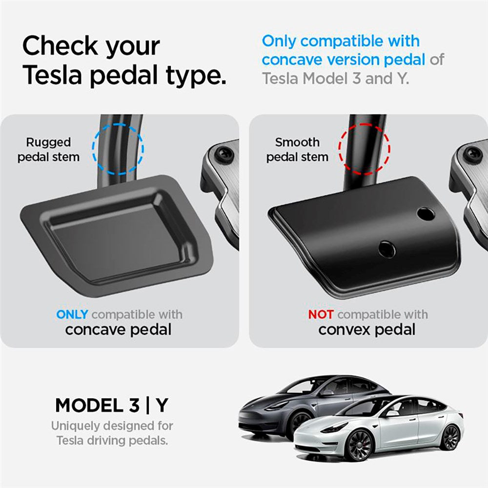 Spigen Tesla Model 3 / Y Non-Slip Performance Cover til Speeder & Bremsepedal - Sølv