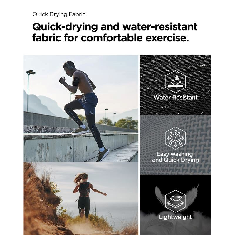 Spigen Dynamic Shield Running Armband m. 2 Lommer (Maks. Mobil: 195 x 113mm) - Svart