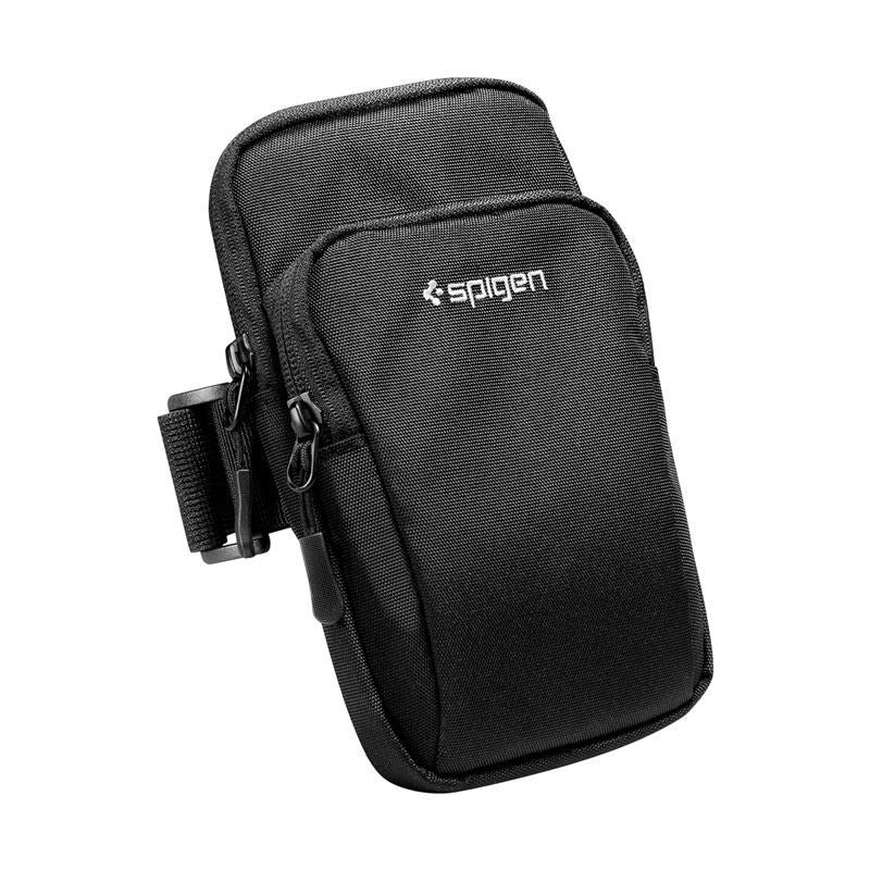 Spigen Dynamic Shield Running Armband m. 2 Lommer (Maks. Mobil: 195 x 113mm) - Svart