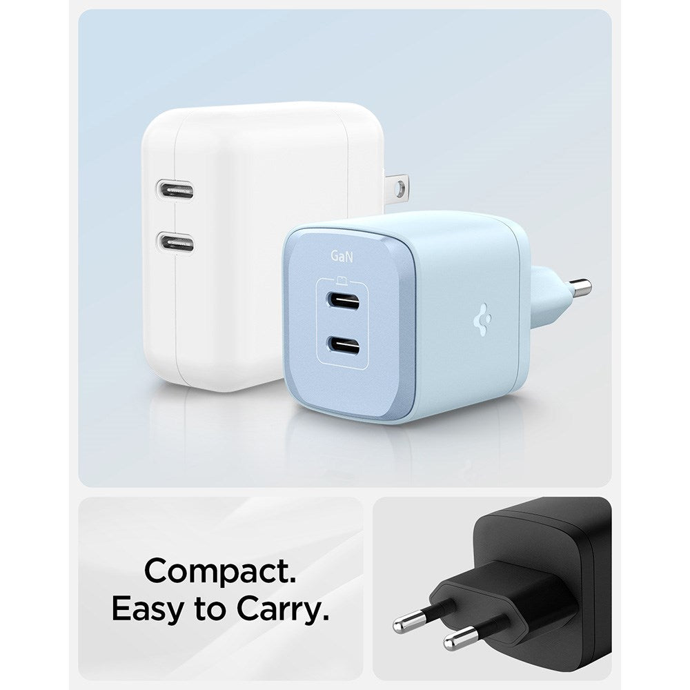 Spigen ArcStation PD 45W GaN Vegglader m. 2 x USB-C - Svart