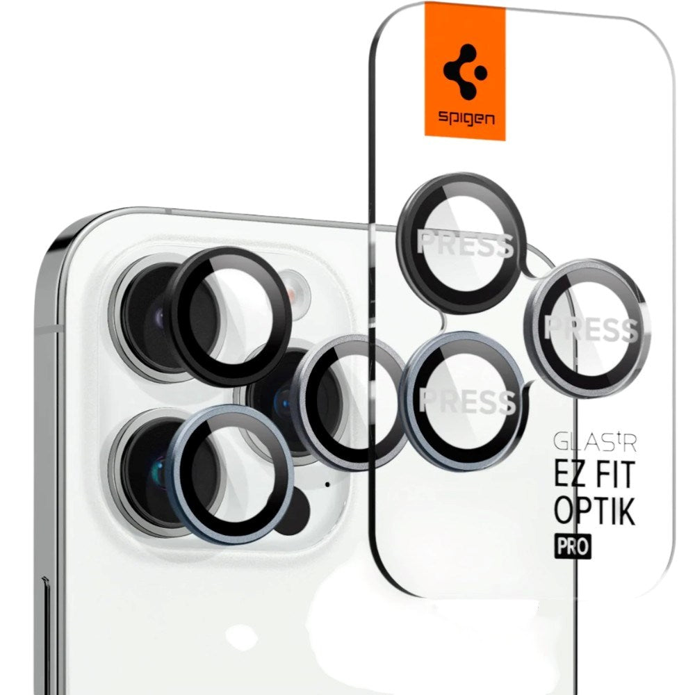 Spigen - iPhone 17 Pro / 17 Pro Max / 16 Pro / 16 Pro Max / 15 Pro / 15 Pro Max / 14 Pro / 14 Pro Max - Glass tR EZ Fit Optik Pro Kameralinsebeskyttelsesglas - 2 stk - Gennemsigtig