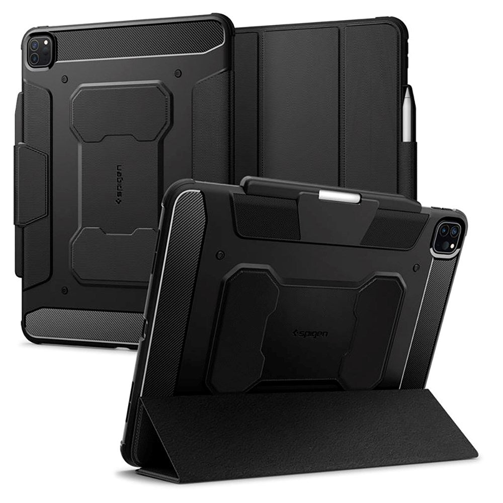 iPad Pro 13" (2024) Spigen Rugged Armor Pro Flip Cover m. Apple blyantholder - svart