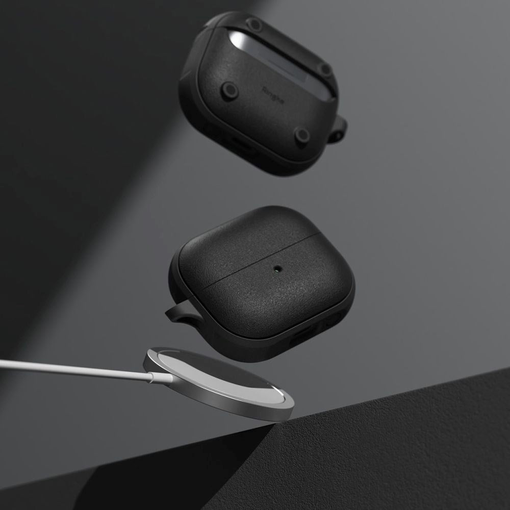Ringke Samsung Galaxy Buds 3 / 3 Pro Onyx Magnetic Flexible Plastic Cover m. Karabinkrok - MagSafe-kompatibel - Svart