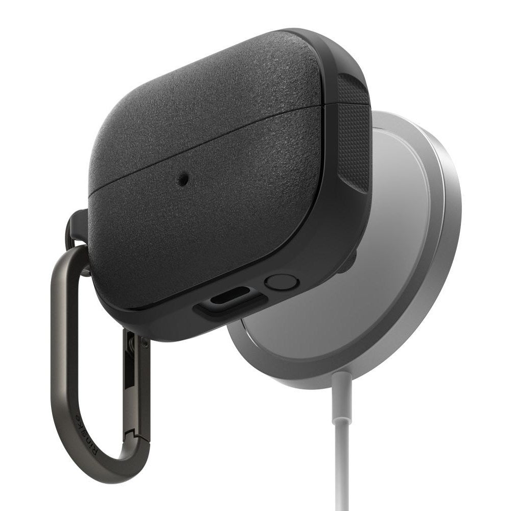 Ringke Samsung Galaxy Buds 3 / 3 Pro Onyx Magnetic Flexible Plastic Cover m. Karabinkrok - MagSafe-kompatibel - Svart