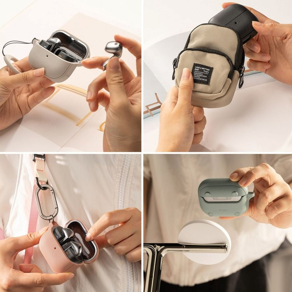 Ringke Samsung Galaxy Buds 3 / 3 Pro Onyx Magnetic Flexible Plastic Cover m. Karabinkrok - MagSafe-kompatibel - Grå