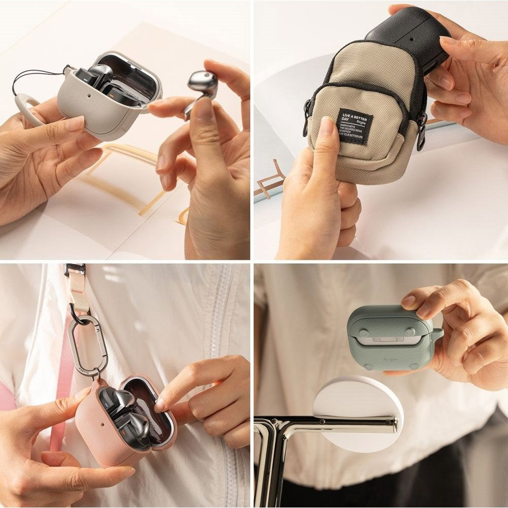 Ringke Samsung Galaxy Buds 3 / 3 Pro Onyx Magnetic Flexible Plastic Cover m. Karabinkrok - MagSafe-kompatibel - Rosa