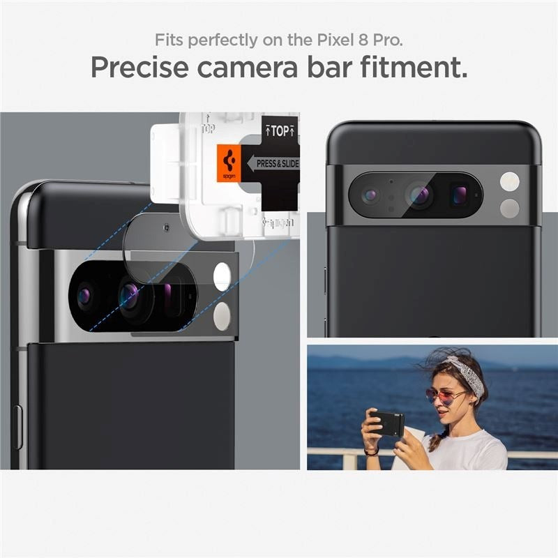 Google Pixel 8 Pro Spigen EZ Fit. tR Optik Kameralinsebeskytter - 2 stk - Gjennomsiktig