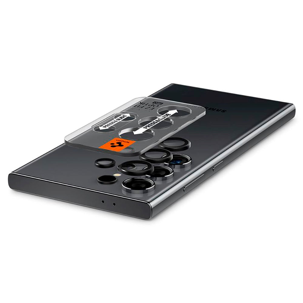 Samsung Galaxy S24 Ultra Spigen kameralinsebeskytterglass - 2-pakning - Svart / Gjennomsiktig