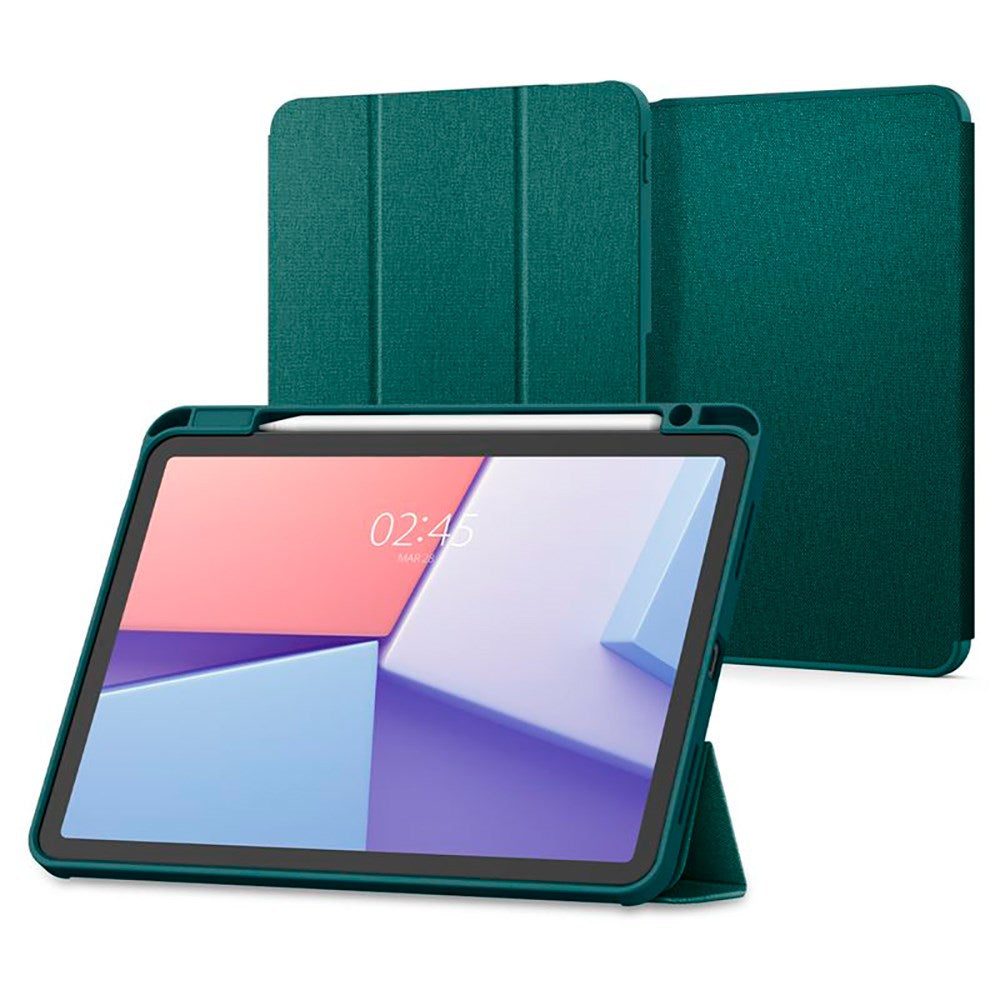 iPad Air 11" (2025 / 2024) Spigen Urban Fit Stof Flip Cover m. Pen Holder - Grøn