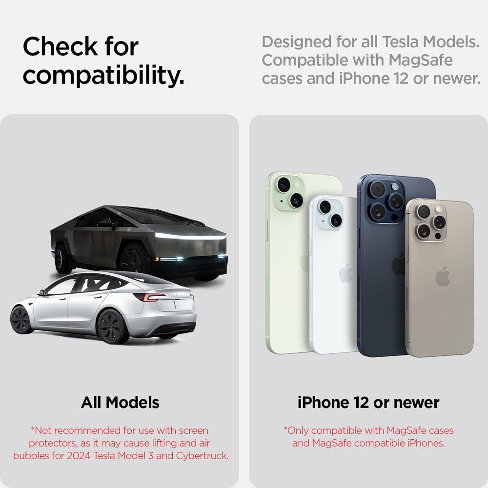 Spigen Mobilholder til Tesla S / 3 / X / Y / Cybertruck - MagSafe Kompatibel - Sort