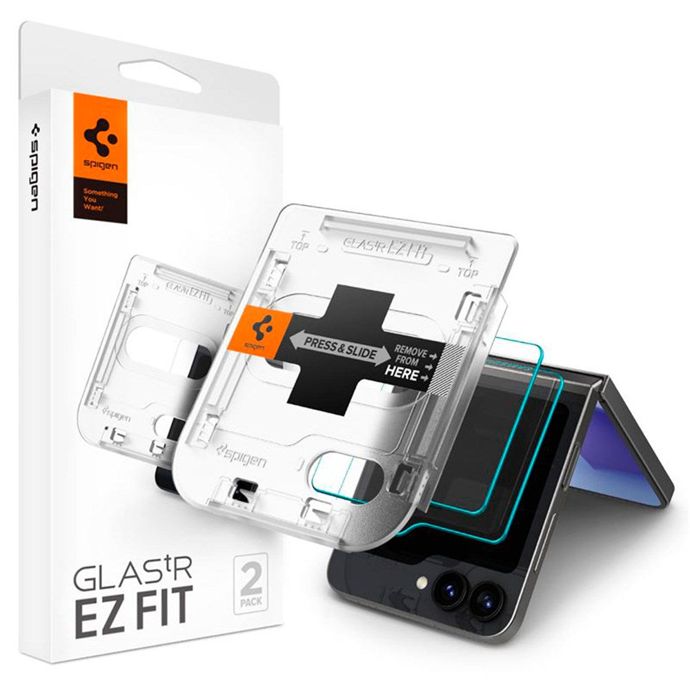Spigen Samsung Galaxy Z Flip6 EZ Fit Glas.tR Sub Screen Protector - 2 stk. - Case Friendly - Gjennomsiktig
