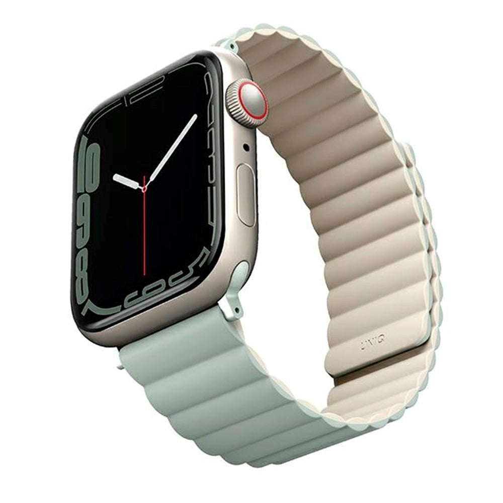 Apple Watch (42/44/SE/45/46/49 mm) UNIQ Revix vendbar klokkerem Magnetisk - Sage / Beige