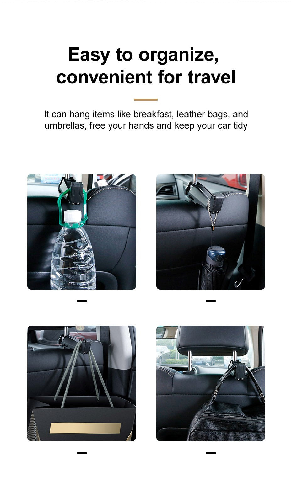 Baseus Backseat Car Mount Til Bilens Nakkestøtte 4.0''-6.5'' - Max Mobil: 45 x 85mm - Sort