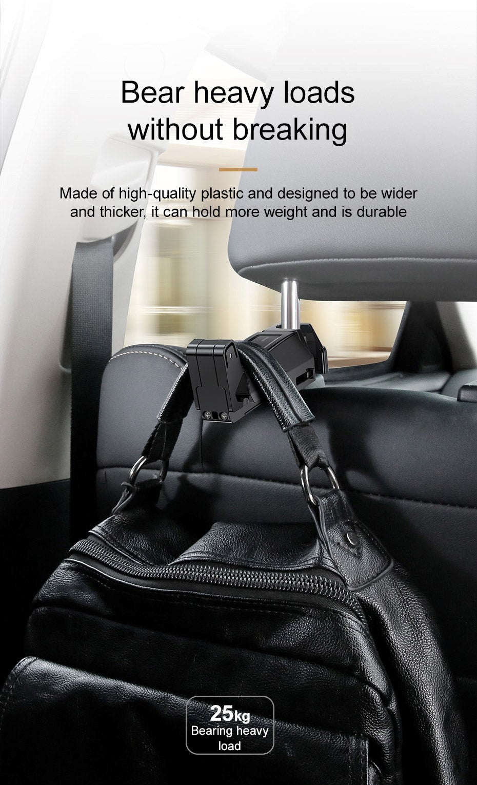 Baseus Backseat Car Mount Til Bilens Nakkestøtte 4.0''-6.5'' - Max Mobil: 45 x 85mm - Sort