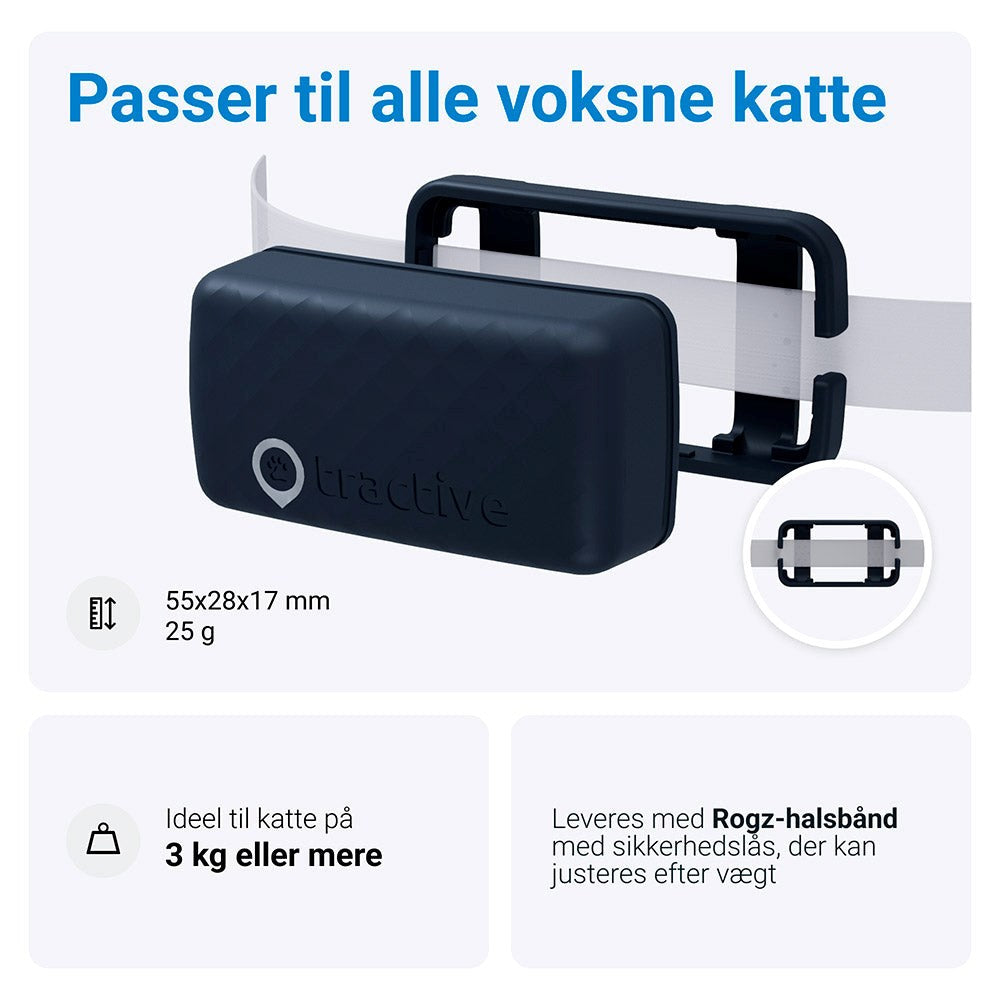 Tractive GPS Cat Mini - GPS & Bluetooth Tracker for Cat - Mørkeblå