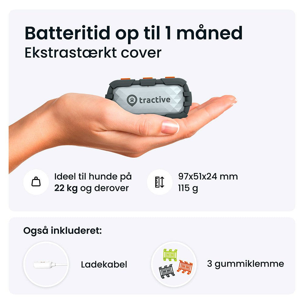 Tractive GPS Dog XL - GPS & Bluetooth Tracker til Hund - Adventure Edition - Grå