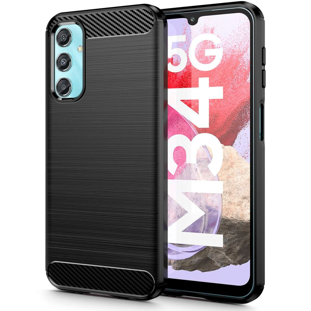 Samsung Galaxy M34 (5G) / F34 (5G) Tech-Protect fleksibelt plastkarbon bakdeksel - svart