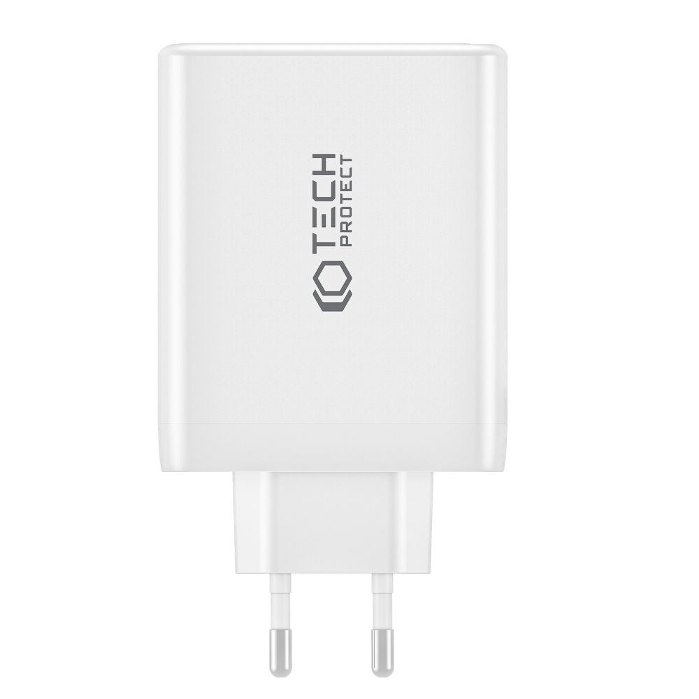Tech-Protect Network PD GaN 100W Vegglader m. 3 x USB-C & 1 x USB-A - Hvit