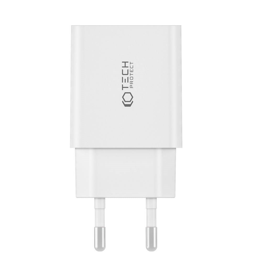 Tech-Protect 30W Vægoplader m. 1 x USB-A QC & 1 x USB-C PD - Hvid