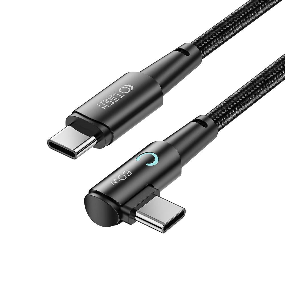 Tech-Protect Ultraboost vinklet USB-C til USB-C-kabel 60W/6A 1m - Svart