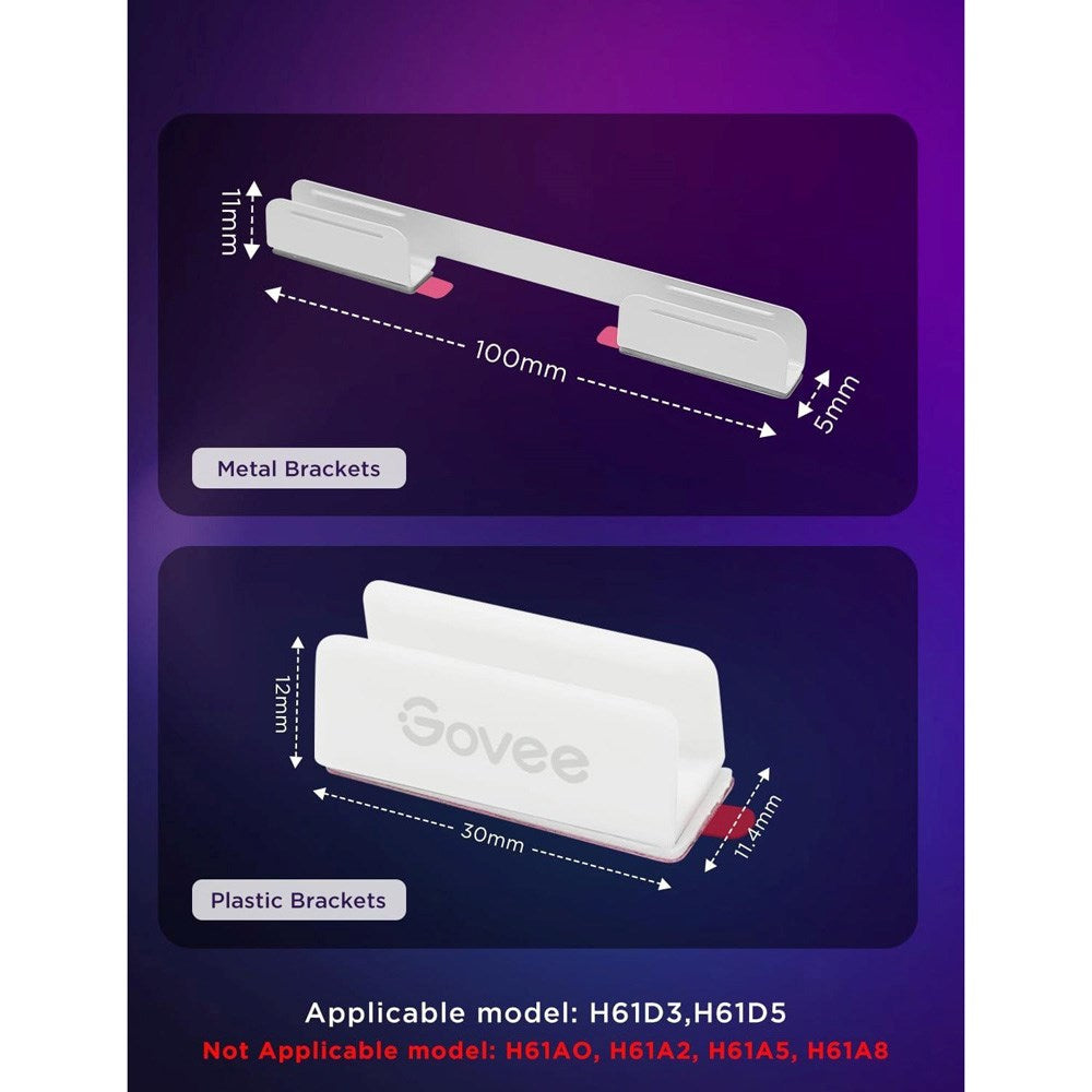 Govee Monteringssæt til Neon Rope Light - Beslag & Clips - 20 stk. - Hvid