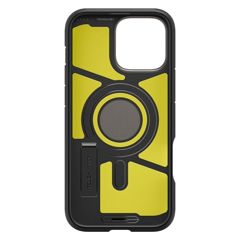 iPhone 16 Pro Spigen Tough Armor-deksel m. Stativ - MagSafe-kompatibel - Gunmetal