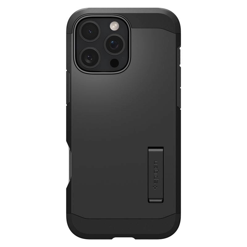 iPhone 16 Pro Spigen Tough Armor-deksel m. Stativ - MagSafe-kompatibel - Svart