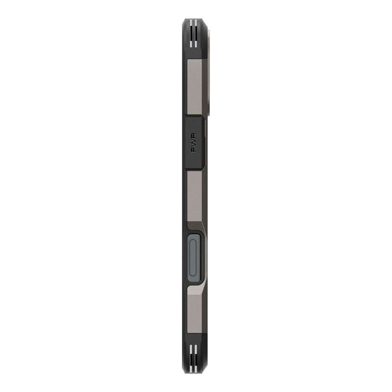 iPhone 16 Spigen Tough Armor-deksel m. Stativ - MagSafe-kompatibel - Gunmetal
